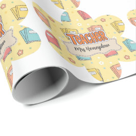 Gele leraar school boek patroon  cadeaupapier