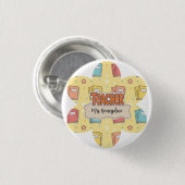 Gele leraar school boek patroon ronde button 3,2 cm (Voorkant /achterkant)