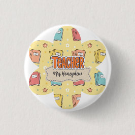 Gele leraar school boek patroon  ronde button 3,2 cm