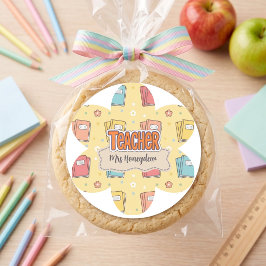 Gele leraar school boek patroon  ronde sticker