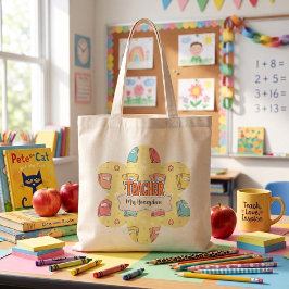 Gele leraar school boek patroon  tote bag