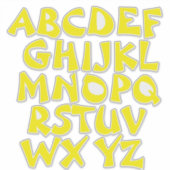 Gele Letters Transparante Alfabet Muur Sticker (Voorkant)