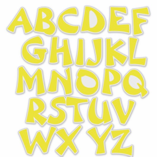 Gele Letters Transparante Alfabet Muur Sticker (Voorkant)