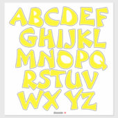 Gele Letters Transparante Alfabet Muur Sticker (Vel)