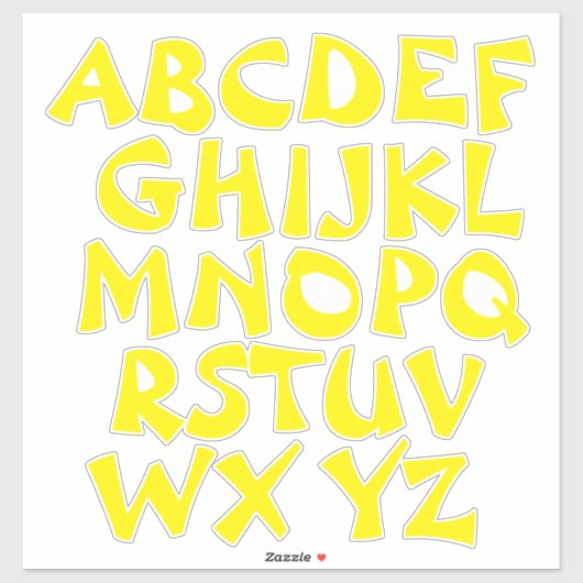 Gele Letters Transparante Alfabet Muur Sticker (Vel)