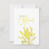 Gele leucadendron tulp Bruiloft maaltijd opties RSVP Kaartje (Voorkant)