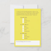 Gele leucadendron tulp Bruiloft maaltijd opties RSVP Kaartje (Achterkant)