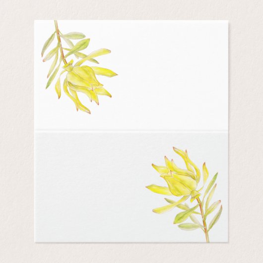 Gele leucadendron waterverf bruiloft kaart (Buitenkant ongevouwen)