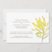 Gele leucadendron waterverf bruiloft uitnodigingen (Voorkant)