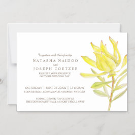 Gele leucadendron waterverf huwelijksuitnodiging magnetische uitnodiging