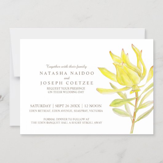 Gele leucadendron waterverf huwelijksuitnodiging magnetische uitnodiging (Voorkant)