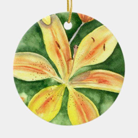 Gele leugens in de tuin keramisch ornament (Voorkant)