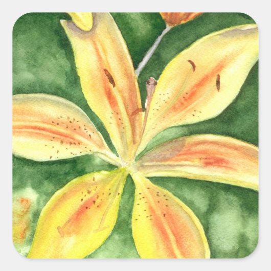 Gele leugens in de tuin vierkante sticker (Voorkant)