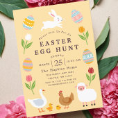 Gele Leuke Dieren Bloemen Easter Egg Hunt Kaart