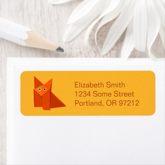 Gele Leuke Origami Fox Etiket (Insitu)