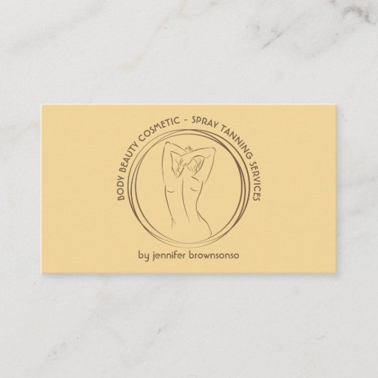 Gele Leuke Spray Tan Body Sculpting Contouring Visitekaartje (Voorkant)