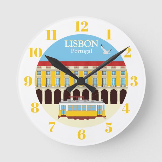 Gele libbel ronde klok (Voorkant)