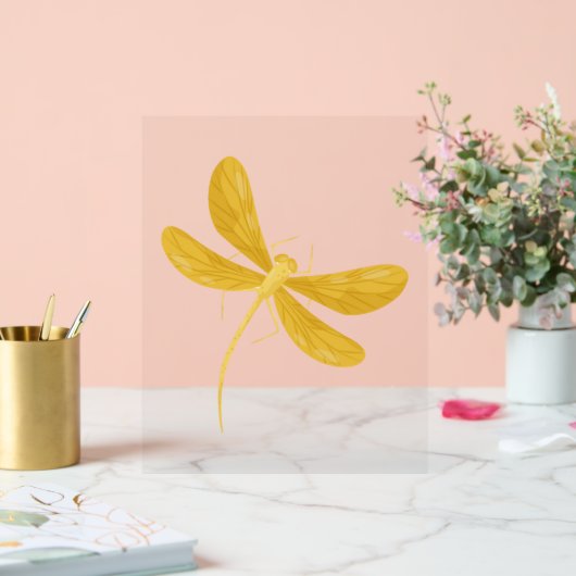 gele libel acryl bord (Huwelijk)