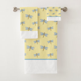 Gele libel patterned Badhanddoek Set Bad Handdoek