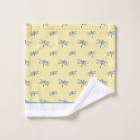 Gele libel patterned Badhanddoek Set Bad Handdoek (Wasdoekje)