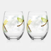 gele libel print wijnglas zonder voet (Rechts)
