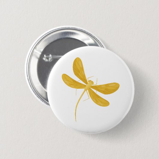 gele libel ronde button 5,7 cm (Voorkant /achterkant)
