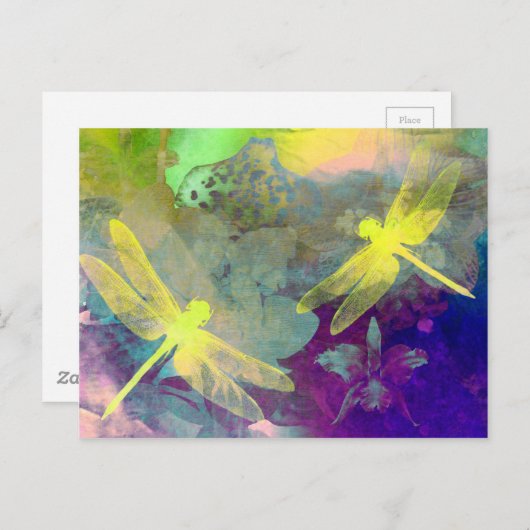 Gele libellen briefkaart (Voorkant / Achterkant)