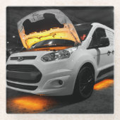 gele lichte bestelwagen glazen onderzetter (Voorkant)