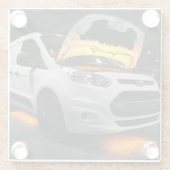 gele lichte bestelwagen glazen onderzetter (Achterkant)