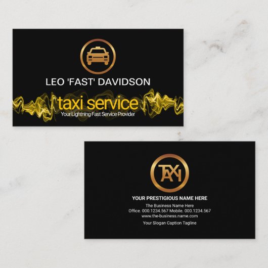 Gele lichtpulse Gold Taxi-chauffeur Visitekaartje (Voorkant / Achterkant)