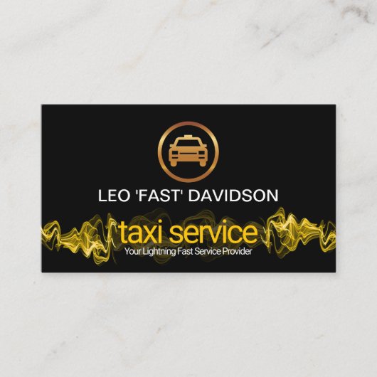 Gele lichtpulse Gold Taxi-chauffeur Visitekaartje (Voorkant)