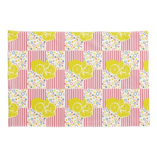 Gele lichtroze stroken kussensloop (Achterkant-Rechts)