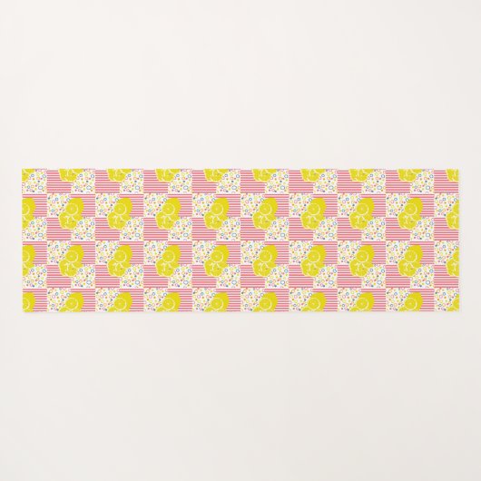 Gele lichtroze witte strepen yogamat (Achterkant (horizontaal))