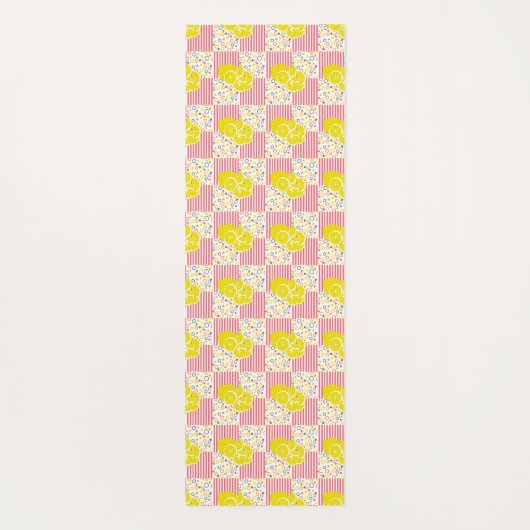 Gele lichtroze witte strepen yogamat (Achterkant)