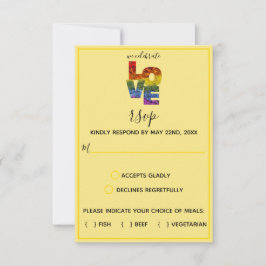 GELE LIEFDE Bloemen Huwelijk Bevestig RSVP C Kaartje