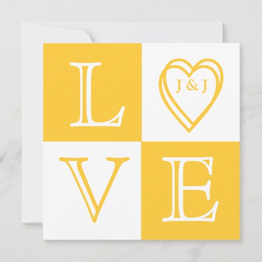 Gele liefdesprogramma's Sla de datumkaart op Save The Date (Achterkant)