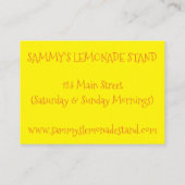 Gele liemon Ade Pitcher voor limonade Visitekaartje (Achterkant)
