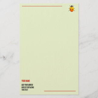 Gele Lieveheersbeestje Aangepaste Naam en Adres Briefpapier
