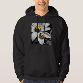 Gele lieveheersbeestje op zwarte witte bloem hoodie