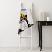 Gele lieveheersbeestje op zwarte witte bloem sherpa deken (In situ)