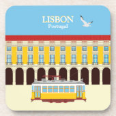 Gele  lifttram bier onderzetter (Voorkant)