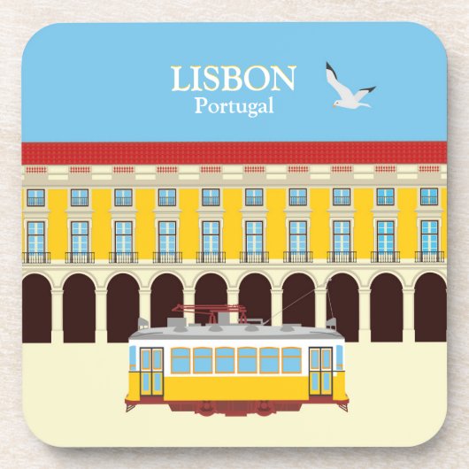 Gele  lifttram bier onderzetter (Voorkant)