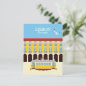 Gele lifttram briefkaart (Staand voorkant)