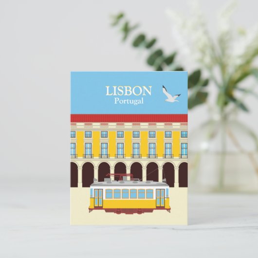 Gele  lifttram briefkaart (Staand voorkant)