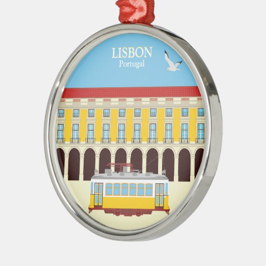 Gele  lifttram metalen ornament (Links)