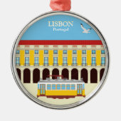 Gele  lifttram metalen ornament (Voorkant)