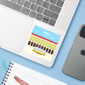 Gele lifttram sticker (Laptop met iPhone)