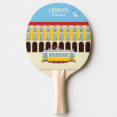 Gele  lifttram tafeltennisbatje (Voorkant)