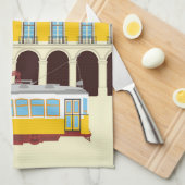 Gele lifttram theedoek (Quarter Fold)