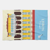 Gele lifttram theedoek (Horizontaal)